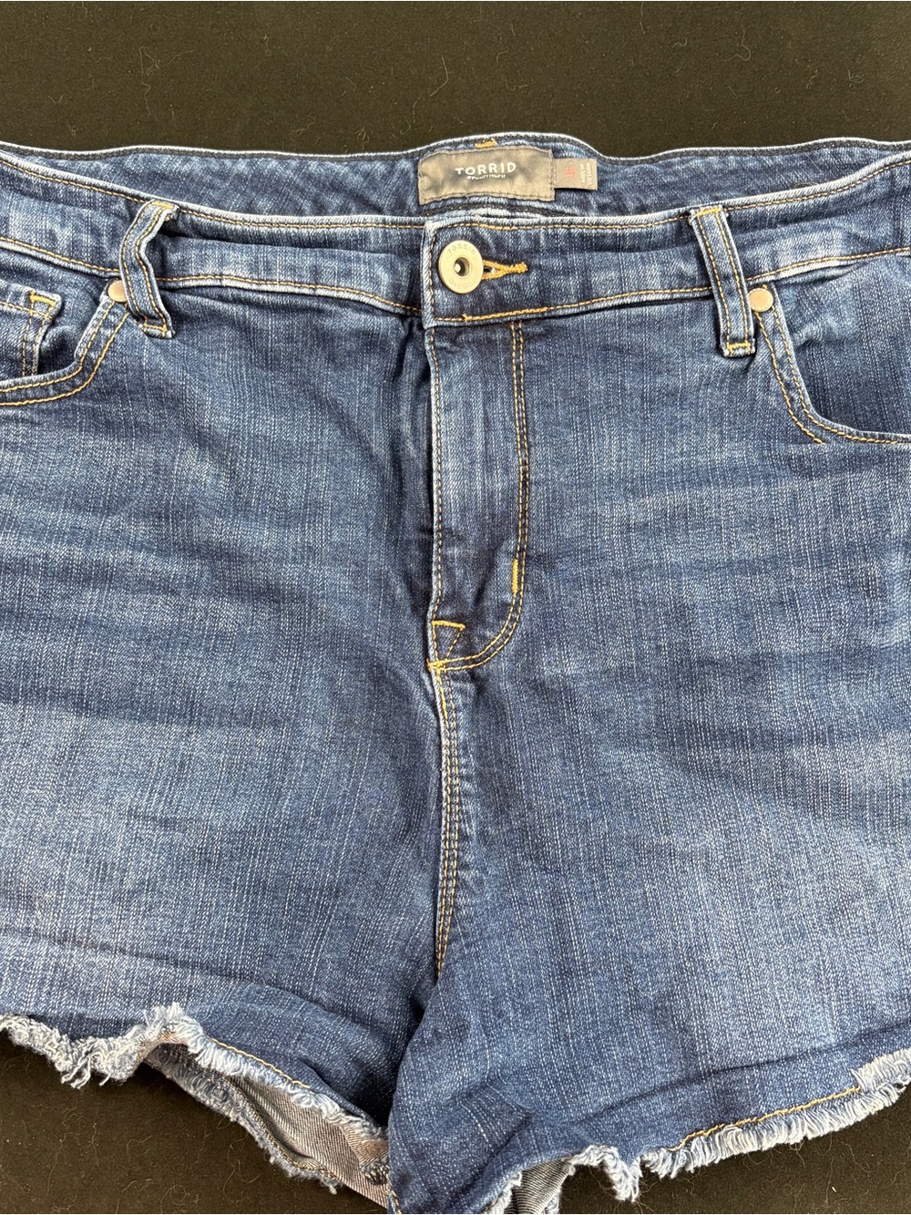 torrid Dark Blue Boyfriend Denim Shorts with Frayed Hem size 16